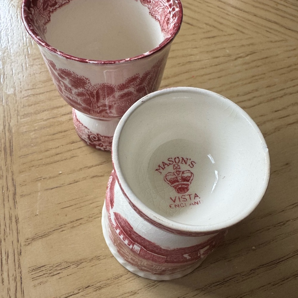 Vintage Mason’s Vista Pink/Red Double Egg Cups